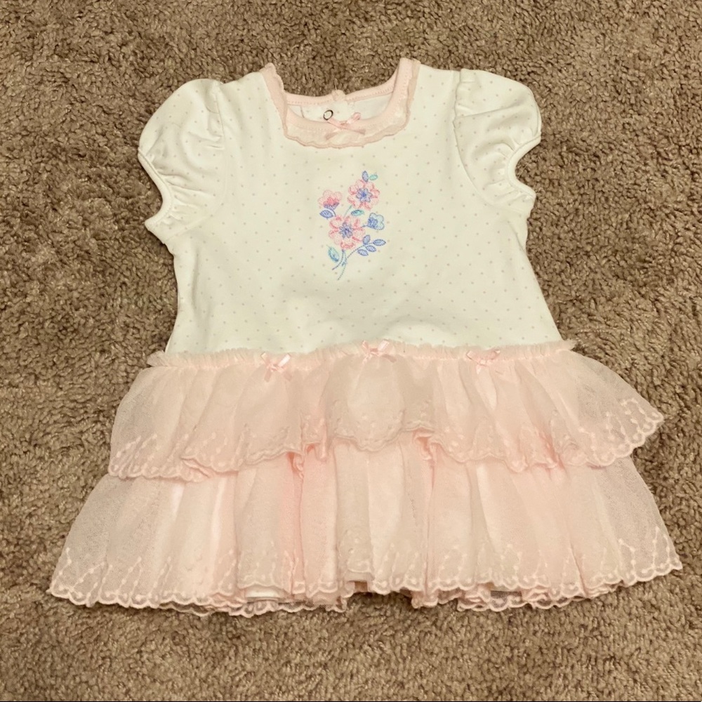 Little Me White and Pink Dress